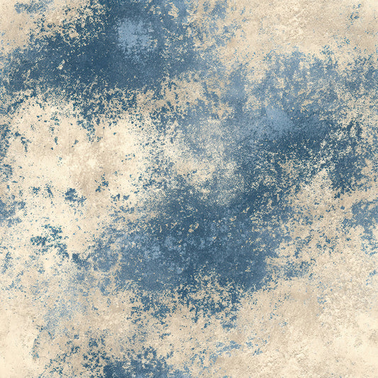 Beige and Blue Grunge Pattern 5 Quilting Cotton Fabric