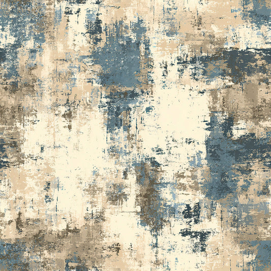 Beige and Blue Grunge Pattern 6 Quilting Cotton Fabric