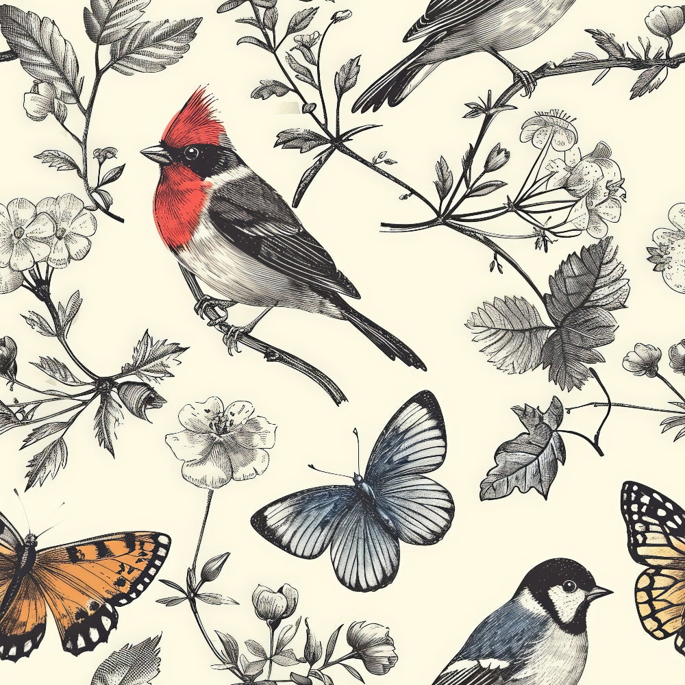 Birds on Branches Pattern 10 Quilting Cotton Fabric