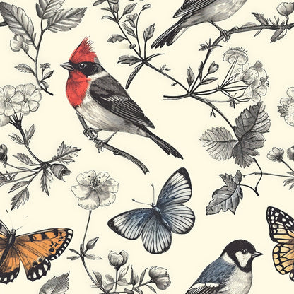 Birds on Branches Pattern 10 Quilting Cotton Fabric