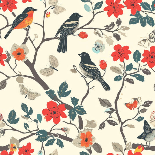 Birds on Branches Pattern 3 Quilting Cotton Fabric