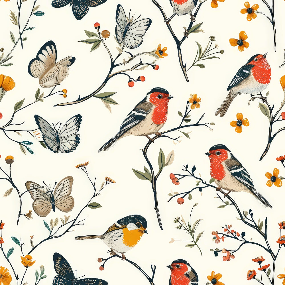 Birds on Branches Pattern 8 Quilting Cotton Fabric