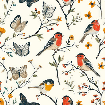 Birds on Branches Pattern 8 Quilting Cotton Fabric