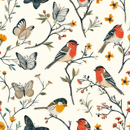 Birds on Branches Pattern 8 Quilting Cotton Fabric