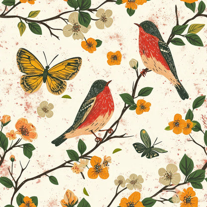 Birds on Branches Pattern 9 Quilting Cotton Fabric