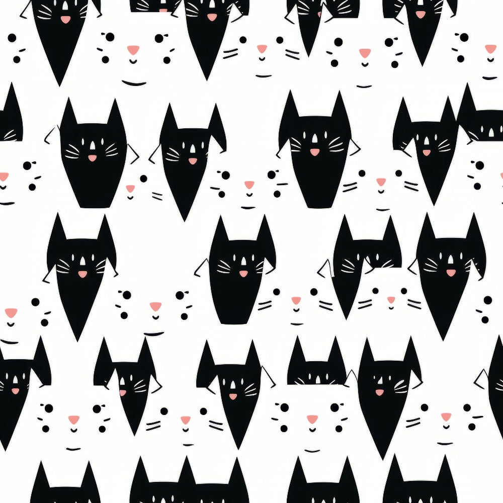 Black and White Cats Pattern 10 Quilting Cotton Fabric