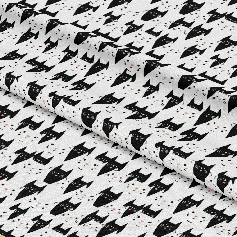 Black and White Cats Pattern 10 Quilting Cotton Fabric