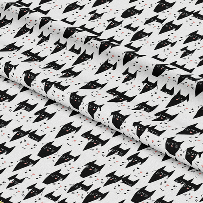 Black and White Cats Pattern 10 Quilting Cotton Fabric