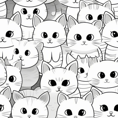 Black and White Cats Pattern 11 Quilting Cotton Fabric