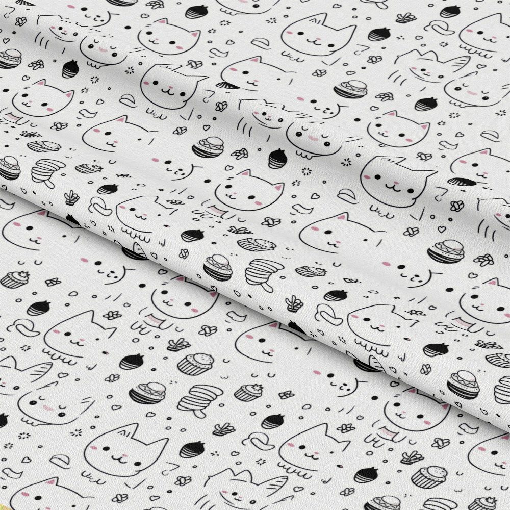 Black and White Cats Pattern 16 Quilting Cotton Fabric