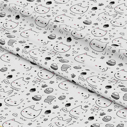 Black and White Cats Pattern 16 Quilting Cotton Fabric