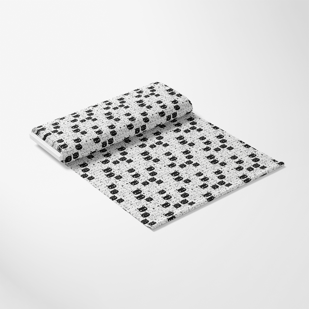Black and White Cats Pattern 17 Quilting Cotton Fabric