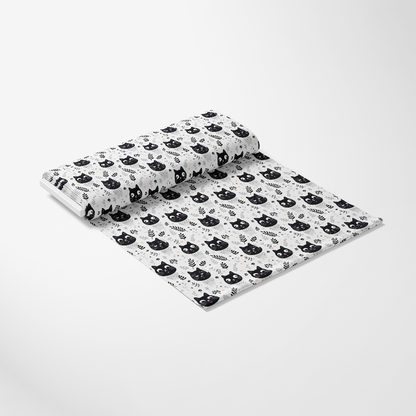 Black and White Cats Pattern 1 Quilting Cotton Fabric
