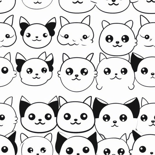 Black and White Cats Pattern 3 Quilting Cotton Fabric