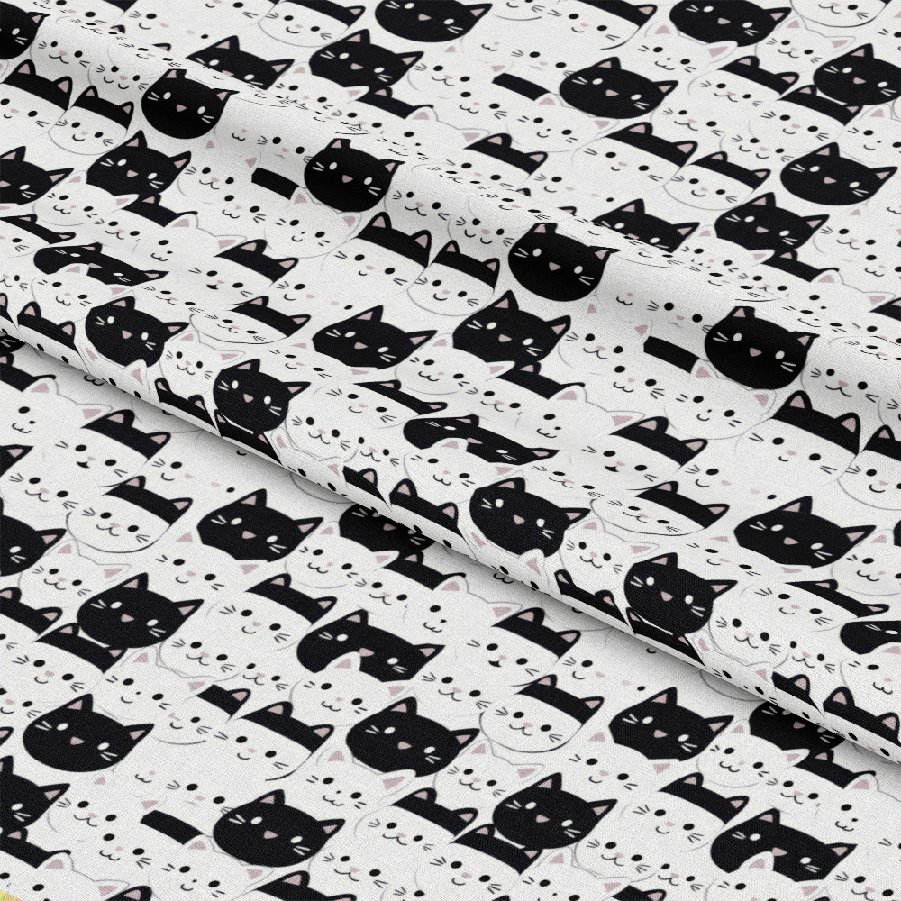 Black and White Cats Pattern 8 Quilting Cotton Fabric