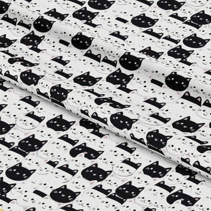 Black and White Cats Pattern 8 Quilting Cotton Fabric