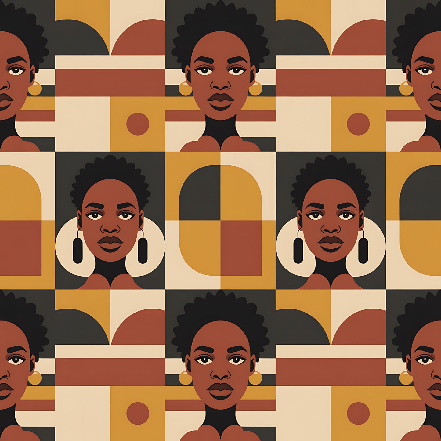 Black History Month Bauhaus Pattern 1 Quilting Cotton Fabric
