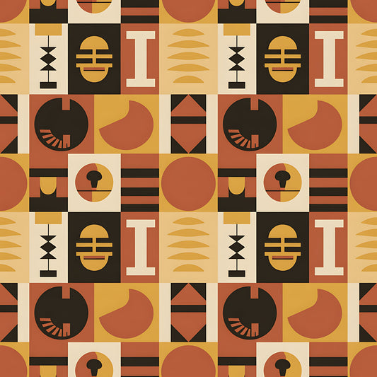 Black History Month Bauhaus Pattern 14 Quilting Cotton Fabric