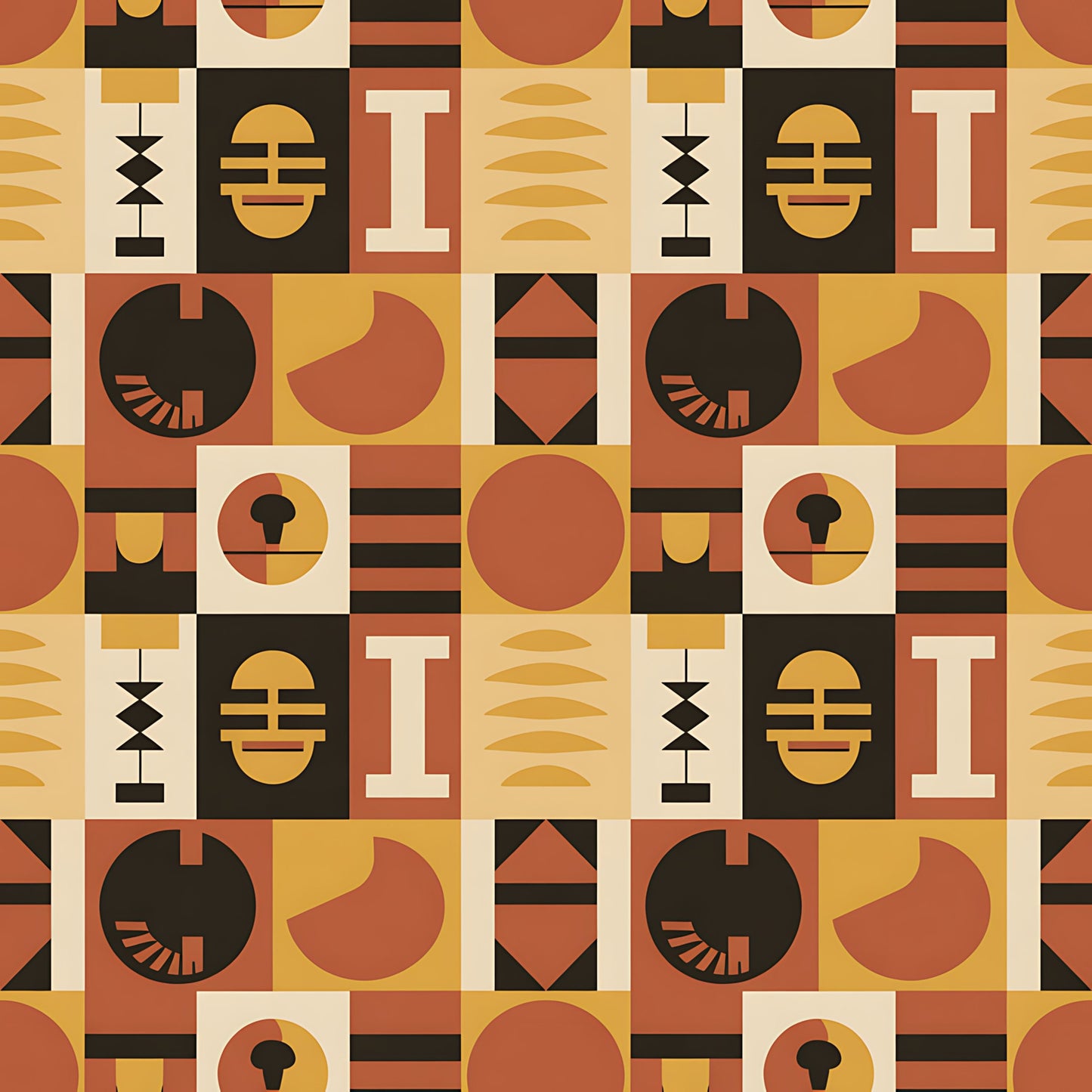Black History Month Bauhaus Pattern 14 Quilting Cotton Fabric