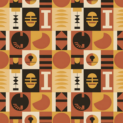 Black History Month Bauhaus Pattern 14 Quilting Cotton Fabric