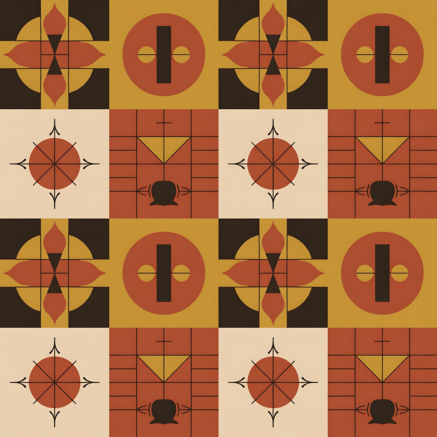 Black History Month Bauhaus Pattern 15 Quilting Cotton Fabric