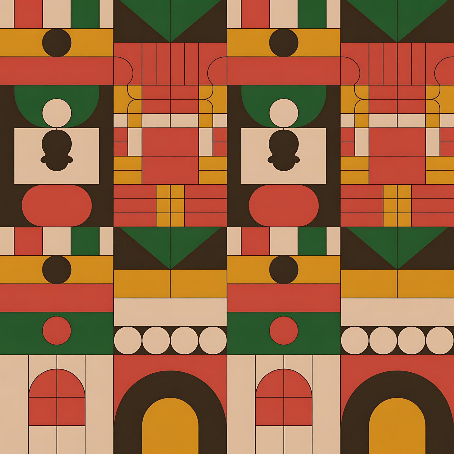 Black History Month Bauhaus Pattern 17 Quilting Cotton Fabric