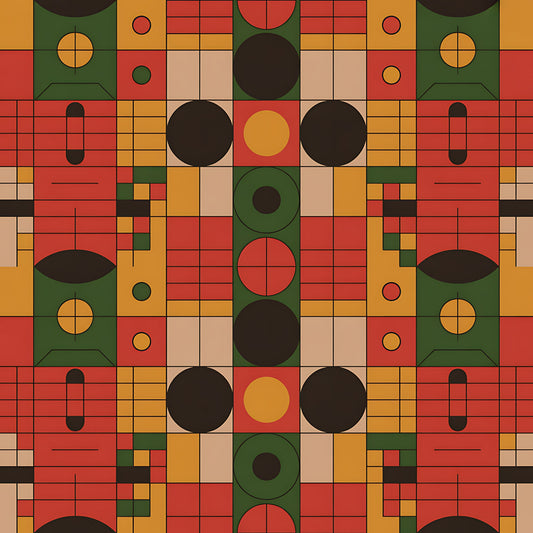 Black History Month Bauhaus Pattern 18 Quilting Cotton Fabric