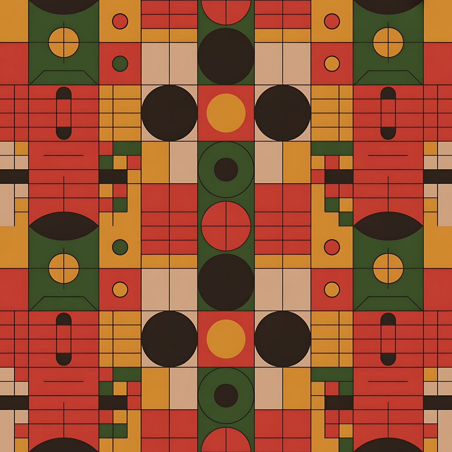 Black History Month Bauhaus Pattern 18 Quilting Cotton Fabric