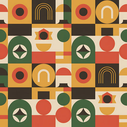 Black History Month Bauhaus Pattern 19 Quilting Cotton Fabric