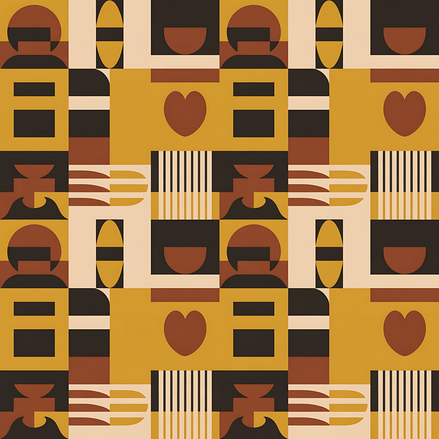 Black History Month Bauhaus Pattern 20 Quilting Cotton Fabric