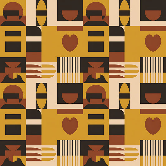 Black History Month Bauhaus Pattern 20 Quilting Cotton Fabric