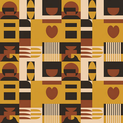 Black History Month Bauhaus Pattern 20 Quilting Cotton Fabric