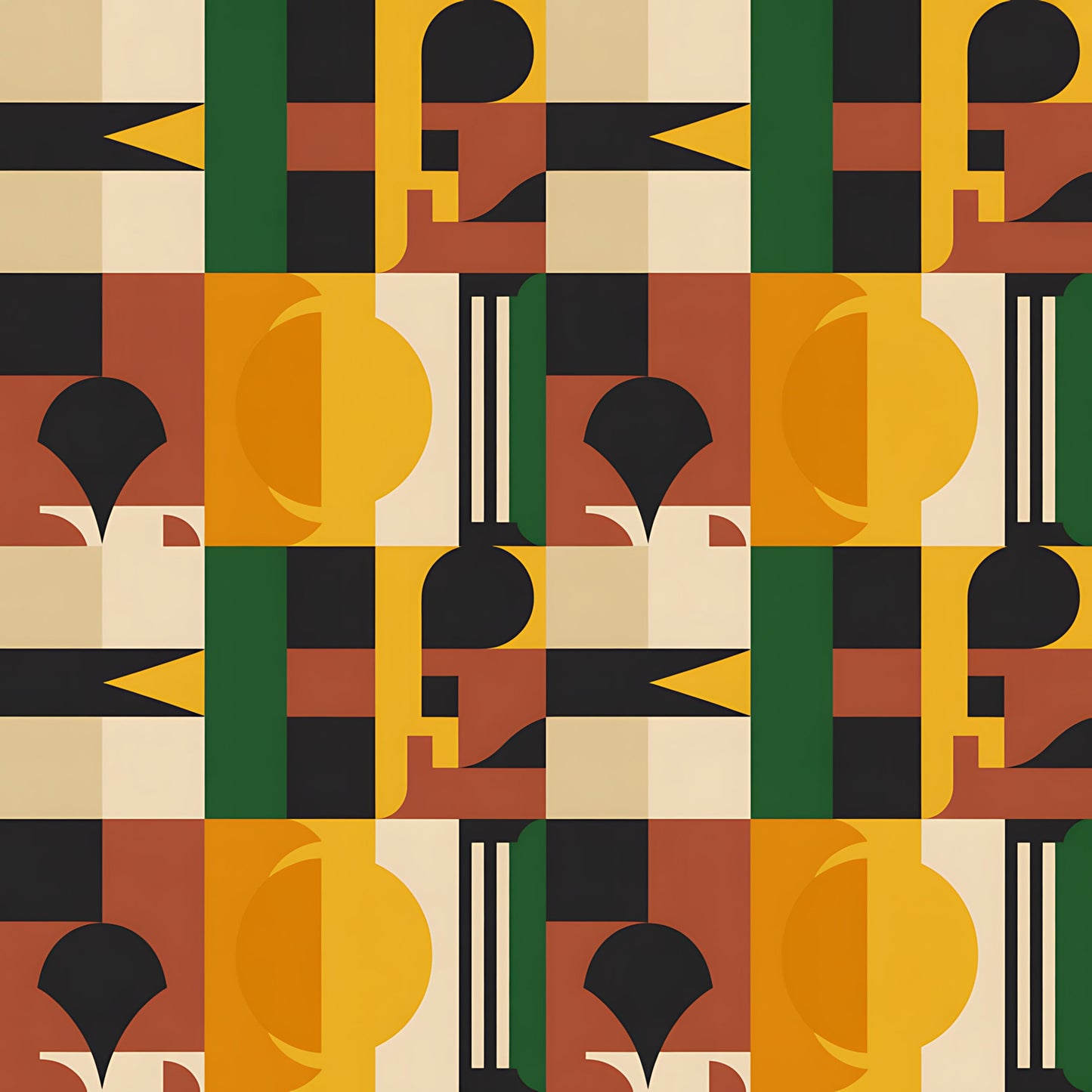 Black History Month Bauhaus Pattern 22 Quilting Cotton Fabric