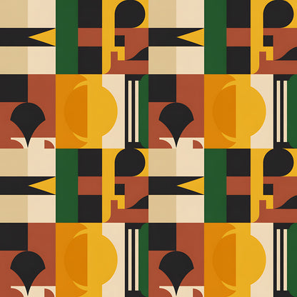 Black History Month Bauhaus Pattern 22 Quilting Cotton Fabric
