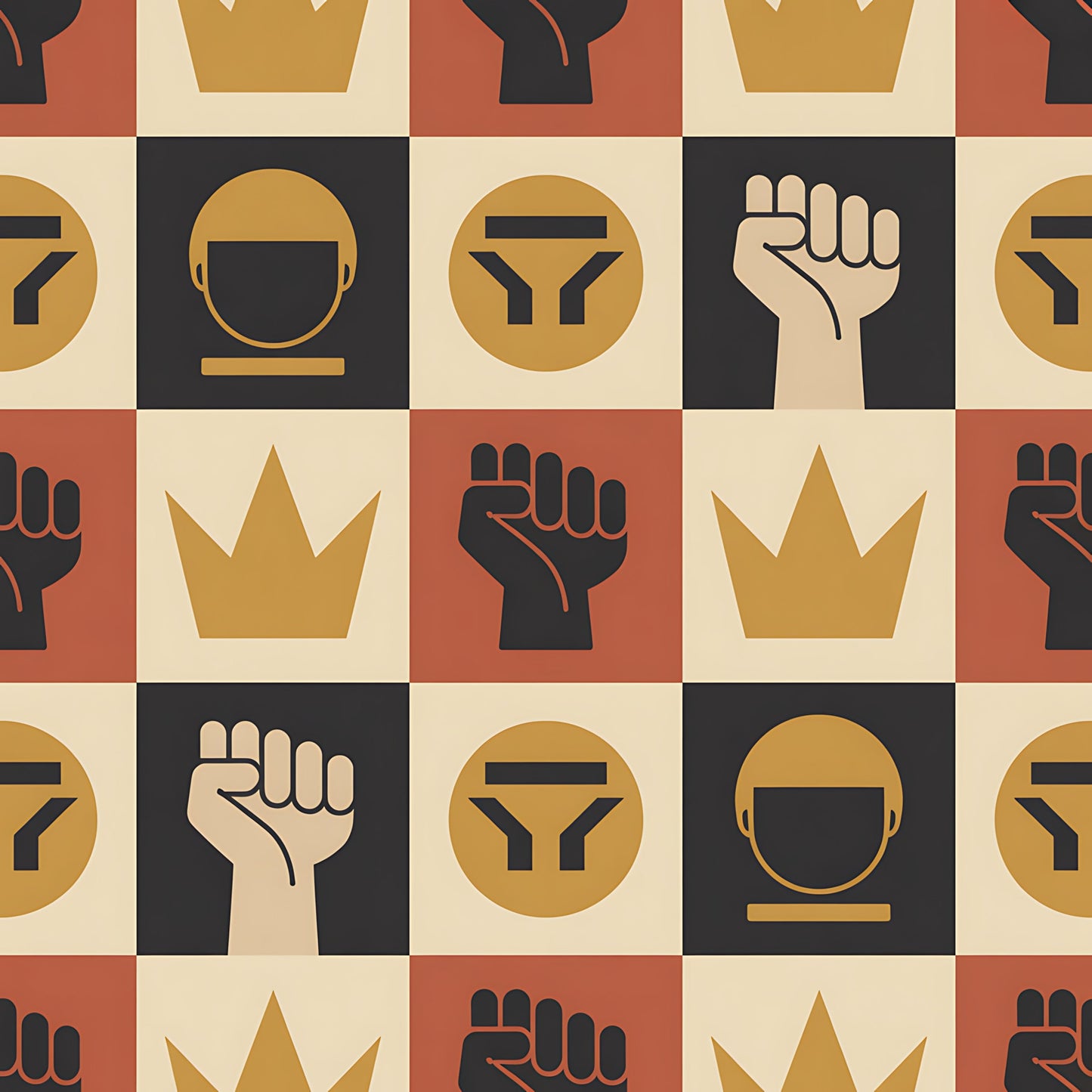 Black History Month Bauhaus Pattern 24 Quilting Cotton Fabric