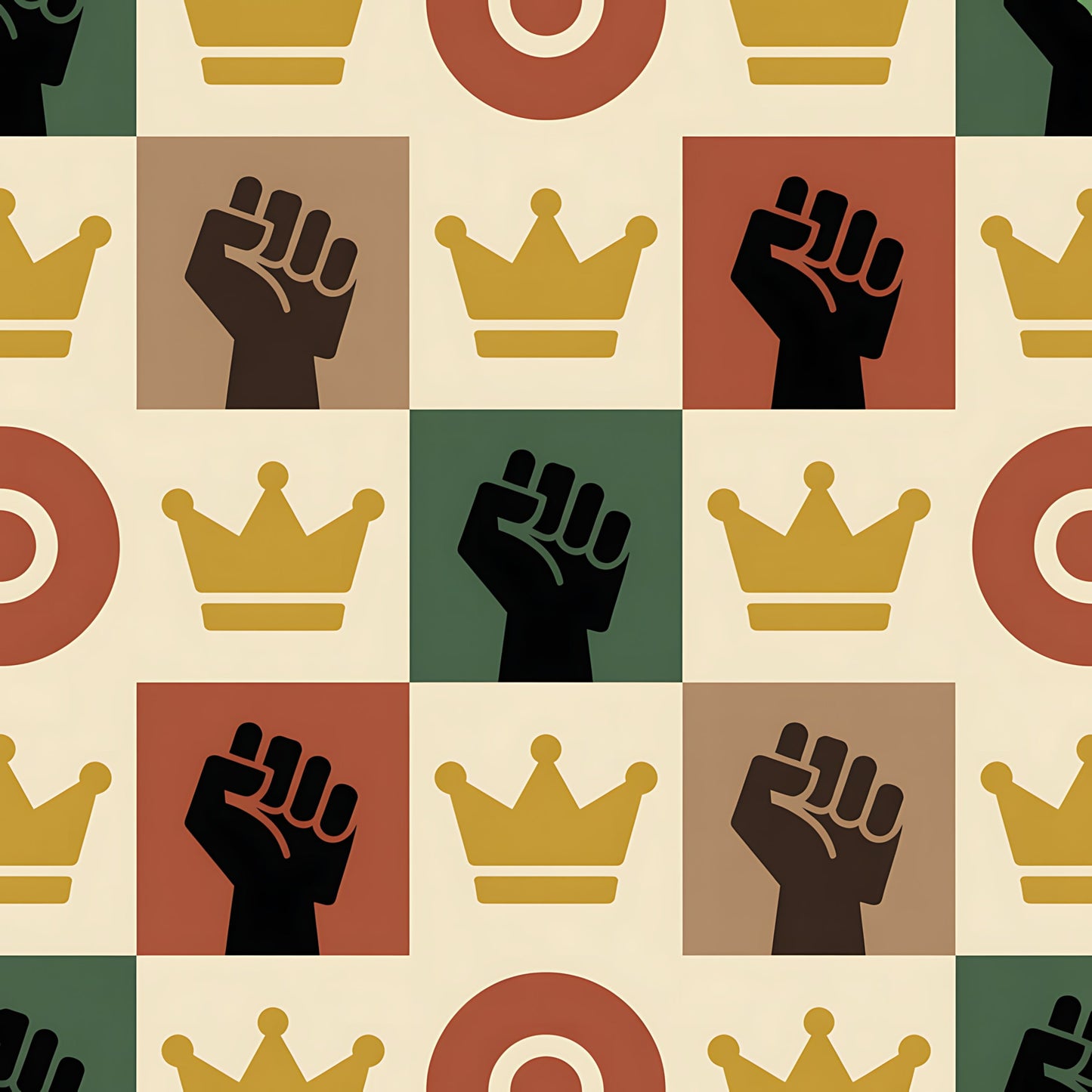 Black History Month Bauhaus Pattern 25 Quilting Cotton Fabric
