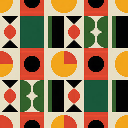 Black History Month Bauhaus Pattern 28 Quilting Cotton Fabric
