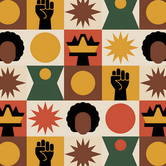 Black History Month Bauhaus Pattern 3 Quilting Cotton Fabric