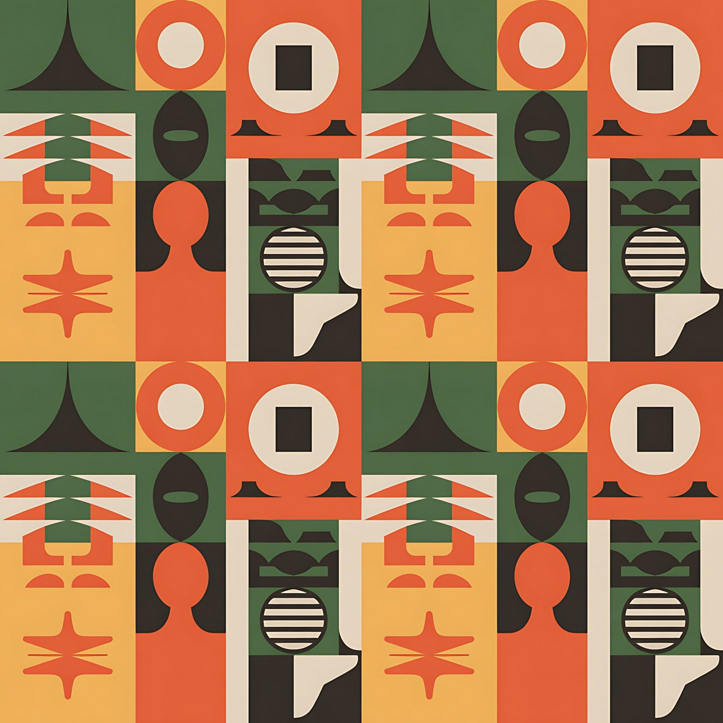 Black History Month Bauhaus Pattern 30 Quilting Cotton Fabric