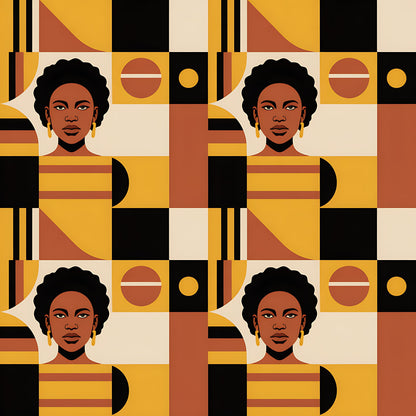 Black History Month Bauhaus Pattern 31 Quilting Cotton Fabric