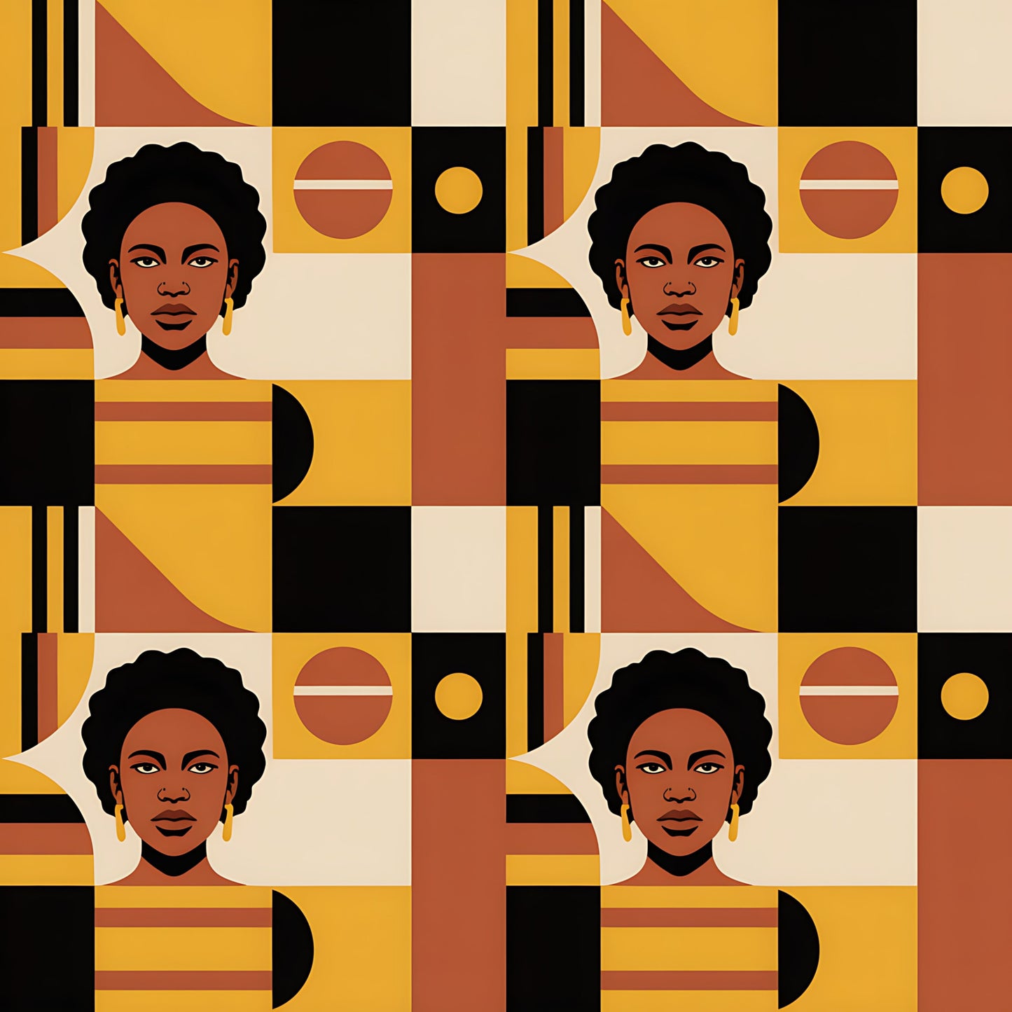 Black History Month Bauhaus Pattern 31 Quilting Cotton Fabric