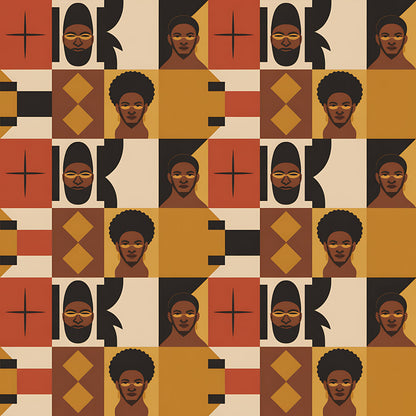 Black History Month Bauhaus Pattern 32 Quilting Cotton Fabric