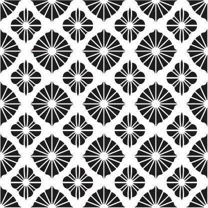 Black and White Flower Fans Quilting Cotton Fabric