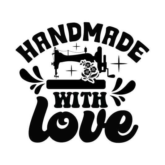 Black and White Handmade with Love Fabric Panel
