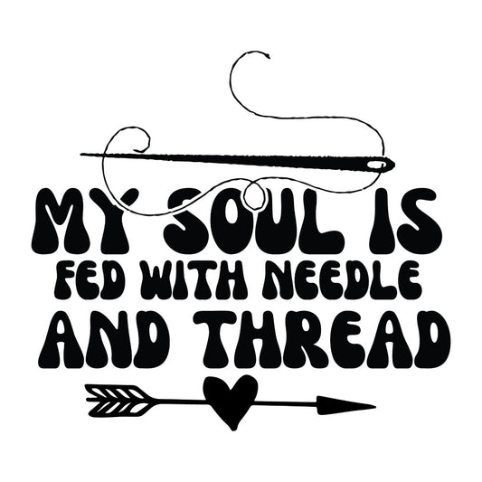 Black and White My Soul is Fed Fabric Panel