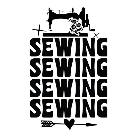 Black and White Sewing Sewing Sewing Fabric Panel