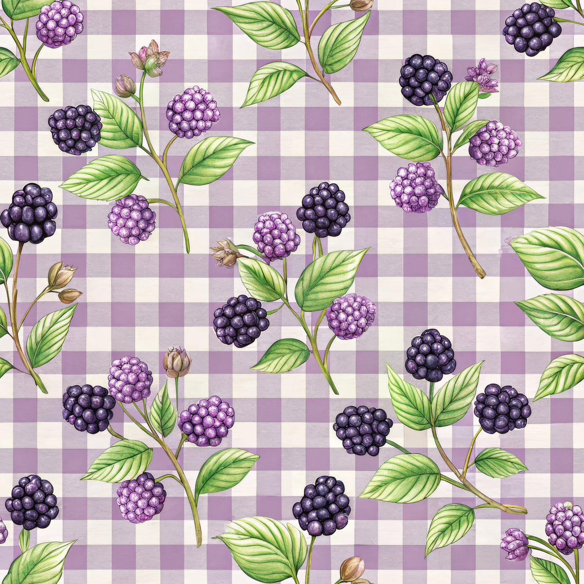 Blackberry Gingham Pattern 5 Quilting Cotton Fabric