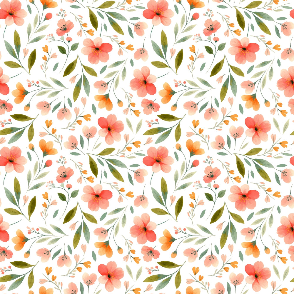 Bloom Time Blooms White Quilting Cotton Fabric