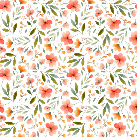 Bloom Time Blooms White Quilting Cotton Fabric