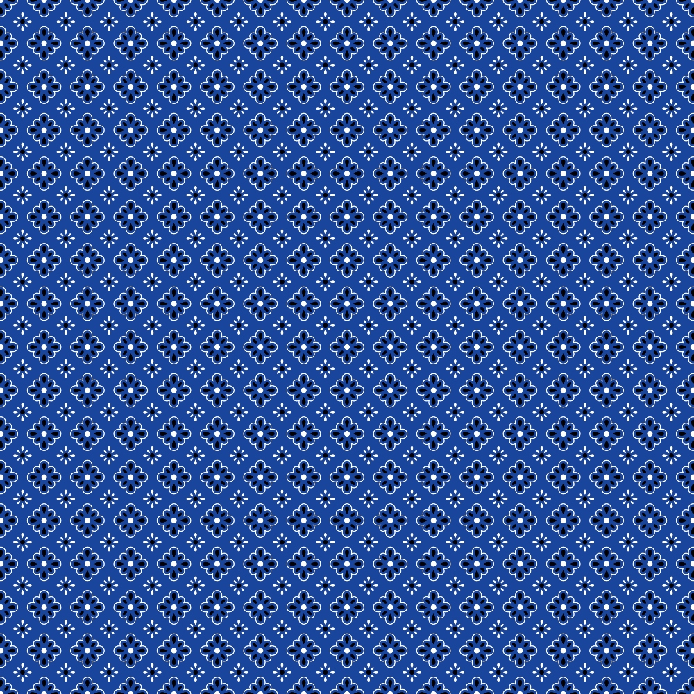 Blue geometric pattern with small white symmetrical shapes, arranged in a grid, covering the entire image.